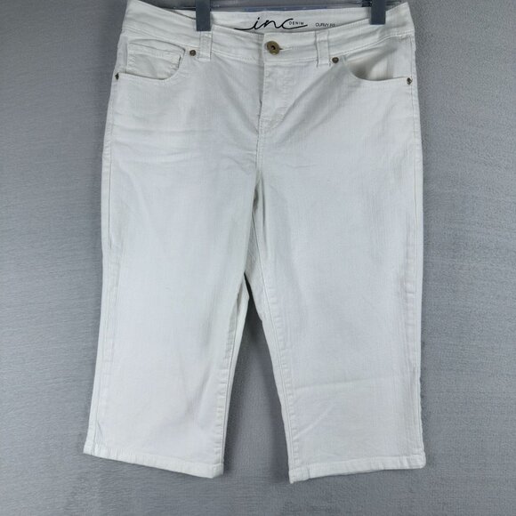 INC International Concepts Capri Jeans Curvy Fit Denim Womens Size 8 White - Picture 1 of 11